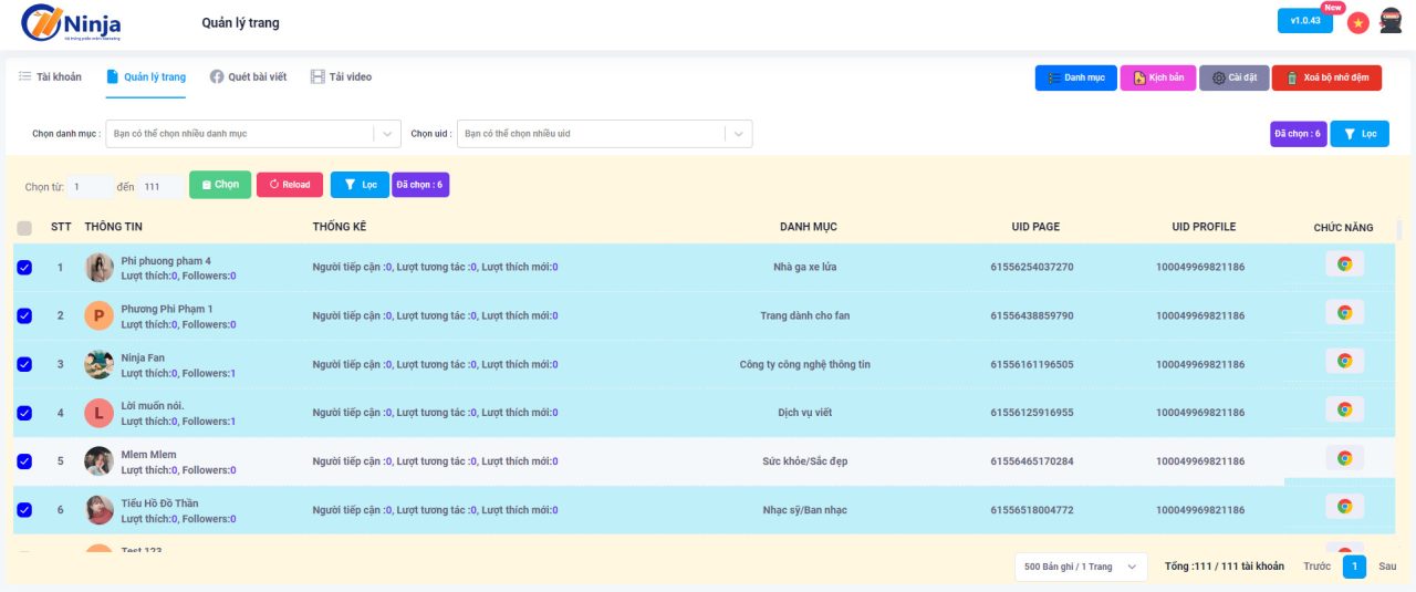 Quản lý Fanpage số lượng lớn